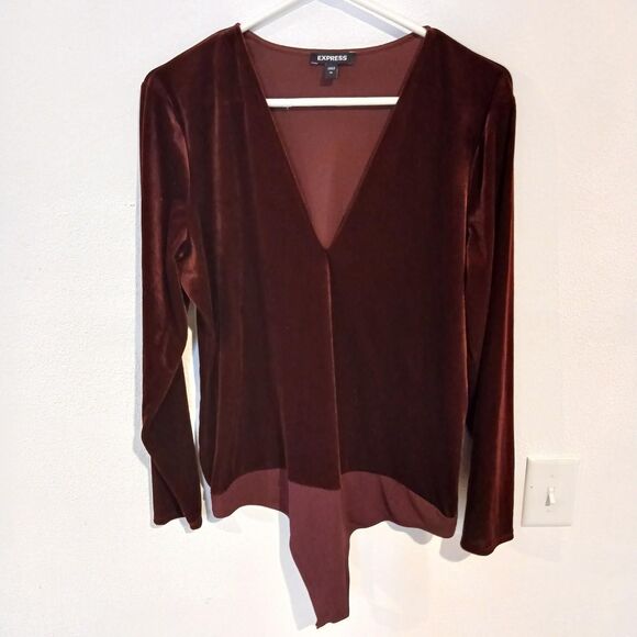 Express Tops - Express Women's Red and Burgundy Bodysuit Size XL